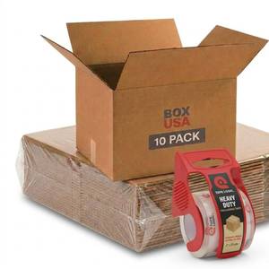 lot 30125 image: BOX USA Moving Boxes 18L x 14W x 12H (10-Pack) Medium  Packaging Tape - Shipping, Mailing, Packing, Packaging and Storage
