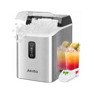 lot 31070 image: Aeitto Nugget Ice Maker Countertop, 42lbs24H Ice Machine with 1.5L Water Tank, Rapid Ice Release in 6 Mins, Self-Cleaning Pebble Ice Maker with Basket and Scoop for Home Office RV and Party, Silver