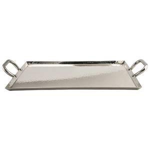 lot 31073 image: G.E.T. SSTPD-1612-MP Heavy-Duty Metal ServingOttoman Tray with Handles, 16 x 12, Mirror Polished Steel
