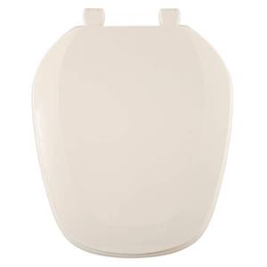 lot 31076 image: Centoco Eljer Emblem Round Toilet Seat with Square Front, Closed Front with Cover, Residential, Plastic, Made in the USA, EMB201-306, Natural no hardware