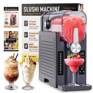 lot 31079 image: BKPPM Slushie Machine No Ice Needed Slushy Machine for Home, 6 Preset, Real-Time Temp Display, Auto-Clean  Frozen Margaritas, Cocktails, Frapps, Ice Cream, Smoothies, Milkshakes,Summer Parties