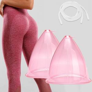 lot 31081 image: Buttock Vacuum Therapy Cups, 2100ml Butt Shape Suction Cups with Y Type Tube, Vacuum Cupping Machine Accessories (Pink 1 Pair)