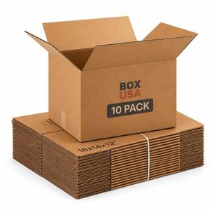 lot 31093 image: BOX USA Moving Boxes Medium 18L x 14W x 12H 10-Pack  Corrugated Cardboard Box for Shipping, Mailing, Packing, Packaging and Storage 18x14x12