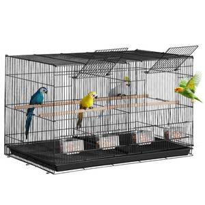 lot 31097 image: VEVOR 30-inch Flight Bird Cage, Stackable Divided Small Parakeet Cage for Parrots Canaries Cockatiels Lovebirds Finches Budgies Conures Macaws Pet Travel Birdcage with Handle and Perches
