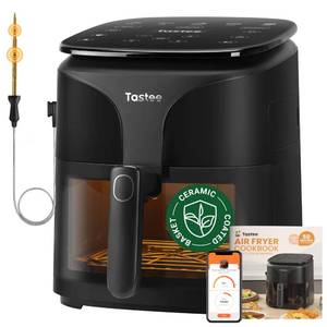 lot 31099 image: Tastee Ceramic Air Fryer, 8-in-1 Compact 5.5QT AirFryers, 450°F Digital Airfryer Dehydrator with Smart Probe, 24 Presets One-touch Cooking, In-app Recipes with Window, Dishwasher-safe & Non-stick powers on