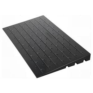 lot 31118 image: VEVOR 3 Rise Rubber Threshold Ramp, 3 Channels Cord Cover Door Ramp, No-Slip Surface, 2200 Lbs Load Capacity Rubber Ramp for for Home Doorways Driveways Curb Home Steps, 41.8 L x 24 W x 3 H, 53lbs
