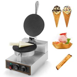 lot 32061 image: IRONWALLS Commercial Waffle Cone Maker Machine, 110V 1200W Stainless Steel Electric Ice Cream Cone Waffle Maker Machine with 8.3 Non-stick Baking Tray, Temperature & Time Control for Restaurant