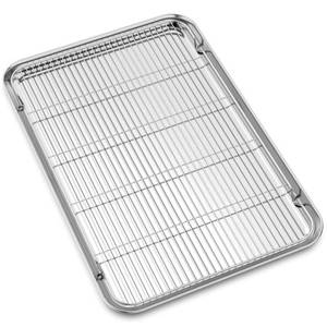 lot 32080 image: Large Set Baking Sheet and Cooling Rack Set, Bastwe 24L x 16W x 1H inch Professional Bakeware, Healthy & Nontoxic & Rustproof & Easy Clean