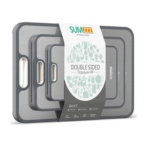 lot 32099 image: Titanium Cutting Board, Double Sided Food Grade Pure TitaniumPP, Cutting Board for Kitchen, Easy to Clean Large Size 18x12.5 15.5 x10.5 12 x 8.5   5