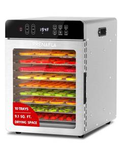 lot 32100 image: Food Dehydrator, 10 Stainless Steel Trays, 9.1ft� Meat Dehydrator with Digital Timer & 194 Temp Control, 4 Presets, 800W Electric Dehydrator Machine for Fruit, Herbs, Dog Treats