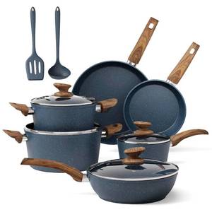 lot 32103 image: MAISON ARTS Pots and Pans Set Non Stick, Kitchen Cookware Sets Nonstick, 12 Piece Granite Cooking Pot and Pan for Induction, Stovetop, Blue