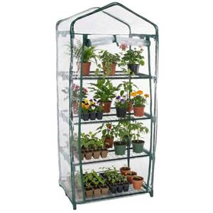 lot 32105 image: 4 Tier Mini Greenhouse - Portable Greenhouse with Rust-Resistant Frame and PVC Cover for IndoorOutdoor - 27.5x19x63-Inch Green House by Pure Garden