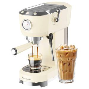 lot 33071 image: Brewmann Espresso Machine 20 Bar, Latte and Cappuccino Machine with Steam Milk Frother, Fast Heating, Professional Espresso Maker for Home, 42oz Removable Water Tank, Cream