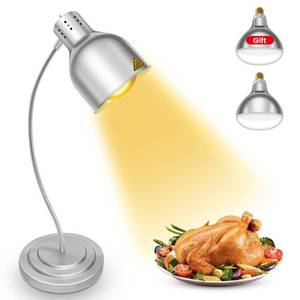 lot 33083 image: Carivia Food Heat Lamp, Commercial Food Warmer Lamp Includes 250W Infrared Bulb, 110V Stainless Steel Heat Lamps for Food Warming in Restaurant, Buffet, Catering, Home (Silver, 2 Bulbs)