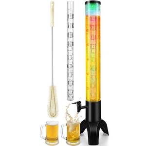 lot 33084 image: KK KMKGOKO Mimosa Tower, 100oz3L Drink Tower Dispenser with Ice Tube and LED Light, Tabletop Beer Dispenser (1pc)