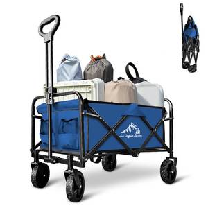 lot 33093 image: SAILARY Heavy Duty Folding Wagon 320lbs Capacity, Reinforced Steel Frame Utility Cart with All-Terrain Quiet Wheels, Collapsible Outdoor Wagon for Camping, Gardening & Sports, Blue