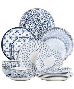 lot 33101 image: BTaT- Ceramic Dinnerware Sets for 4, 12 pcs, Porcelain Plates and Bowls, Ceramic Dish Set, Microwave & Dishwasher Safe, Mothers Day Gift