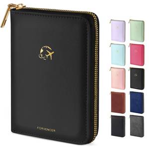 lot 1311 image: Forvencer Passport Holder Cover with Safe Zipper Closure, Premium Passport Wallet for Travel, Cute RFID Blocking Card Case, Waterproof Travel Accessories for Women, Black&nbsp