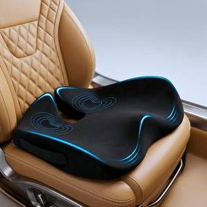 lot 1314 image: SitCushion Car Seat Cushion for Long Driving X Large Memory Foam Seat Cushion for Sciatica &amp Tailbone Pain Relief, Orthopedic Coccyx Cushion with Non-Slip Bottom, Back Pillow for Car, Truck (Black) - Retail $50