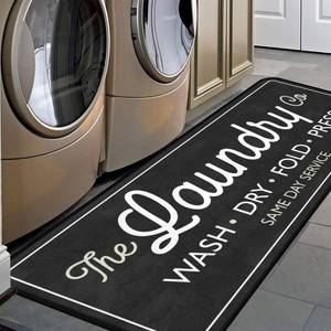 lot 1320 image: Laundry Room Long Mat Area Rug Non-Slip Floor Mat Waterproof Farmhouse Carpet for Kitchen 46 x 20 - Retail $20