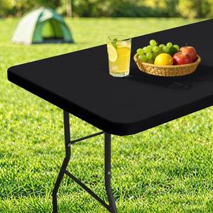 lot 1331 image: homing Rectangle Table Cloth Cover, Waterproof Polyester Elastic Fitted Tablecloth, Fits for 6 Foot Folding Tables, Washable Table Protector for Picnic, Camping, Outdoor (Black, 30 x 72)&nbsp