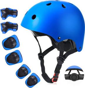 lot 1333 image: Kids Bike Helmet Set, CPSC Certified with Knee Pads Elbow Pads Wrist Guards,Adjustable Helmet for Ages 3-5-8-15 Toddler Kids&ampYouth,Bicycle Skateboarding (Blue, Small (3-9 Years)) - Retail $30