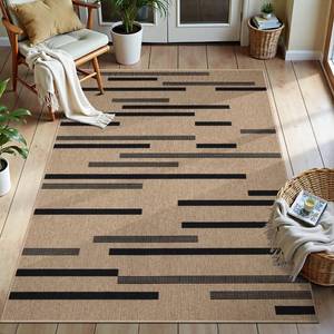 lot 1336 image: Tangsoo Stripe Easy Jute Rug,Ultra Thin 3x5 Washable Area Rug for Bedroom,Non-Slip Black Indoor Outdoor Rug Modern Low Pile Carpet Farmhouse Non Shedding Mat for Patio Backyard Entryway - Retail $42