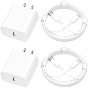 lot 1338 image: Apple MFi Certified iPhone Charger Fast Charging, Linocell 4Pack 20W USB C Charger Dynamic Power Adapter Type-C Wall Chargers  6FT Type-C to Lightning Cord for iPhone 14 13 12 11 Pro XS XR X 8 iPad&nbsp