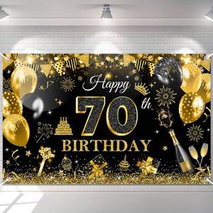 lot 1353 image: Avezano Happy 70th Birthday Banner for Men Black and Rose Gold Glitter Balloon 70 Birthday Party Backdrop 70 Year Old Bday Photo Backdrop Party Supplies 70.8 x 43.3 Inch&nbsp