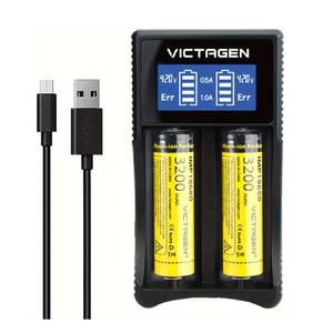 lot 1359 image: VICTAGEN Ultimate Battery Charger Set- Speedy Charging for Rechargeable Batteries 3.7V Lithium-ion 18650 18490 18350 17670 17500 16340(RCR123) 14500, 1.2V Ni-MH&Ni-Cd, AA, AAA - Retail $22