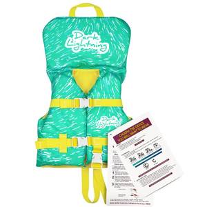 lot 1370 image: Dark Lightning Coast Guard Approved BabyInfant Life Vest,USCG Kids Life Jacket 0-30 lbs, Toddler Floaties 20-30 Pounds,Toddler Swim VestWater Wings Arm Floaties in PuddleSea (Green) - Retail $26