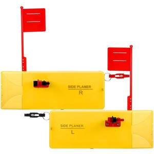 lot 1376 image: Rotatingpals 2 Pack Planer Boards for Fishing Trolling Off Shore Crappie Planer Boards Kits with Flag Fishing Accessory for Inshore Offshore Trolling Dragging(R  L,8 X 3,Yellow) - Retail $46