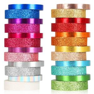 lot 1381 image: AEBORN Metallic Glitter Washi Tape - 24 Rolls Thin Colored Masking Tape Set, 6mm10mm Decorative Tapes for Bullet Journal, Scrapbook, Christmas DIY Crafts, Gift Packaging&nbsp