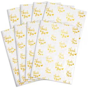 lot 1413 image: MR FIVE 200 Sheets Gold Thank You Tissue Paper Bulk,20 x 14,Gold Thank You Tissue Paper for Packaging,Small Business,Gold Tissue Paper for Weddings,Graduation,Birthday,Thanksgiving (White) - Retail $25
