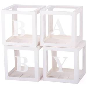 lot 1427 image: Voircoloria Baby Boxes with Letters for Baby Shower, Gender Reveal Decorations with 4 Transparent Balloon Boxes for Gender Reveal Baby Shower Decorations(White)&nbsp&nbsp