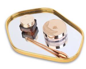 lot 1428 image: Perfum Trays,Gold Mirror Tray,Vanity Decorative Tray,Non Slip Rectangular Perfume Organizer for Jewelry,Bathroom,Coffee Table (Small)