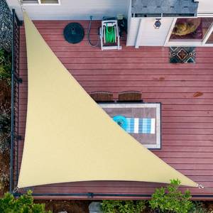 lot 1436 image: ShadeMart 14 x 14 x 19.8 Beige Right Triangle Sun Shade Sail UPF50 SMTAPRT14 Canopy Fabric Cloth Screen, Water Air Permeable & UV Block, Heavy Duty, Carport Awning Outdoor  - Retail $35