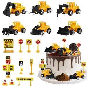 lot 1465 image: ZWLIYCHN Mini Construction Vehicles Cake Topper 16pcs Truck Excavator Traffic Road Sign Cake Cupcake Topper Construction Truck Vehicles Toy Cake Decoration for Engineering Transportation Theme Party&nbsp