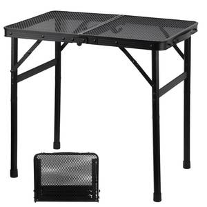 lot 1471 image: GREGIN Camping Table with Mesh Desktop, Lightweight & Portable Small Folding Grill Table, Height Adjustable Metal Outdoor Table for Camp, Cooking, BBQ, RV, Picnic-2 FT Black - Retail $38