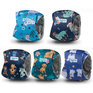 lot 1477 image: Leekalos Male Dog Diapers, Dog Belly Bands for Male Dogs Wraps Washable Doggie Diapers High Absorbing Dog Belly Bands 5 Pack, M - Retail $20