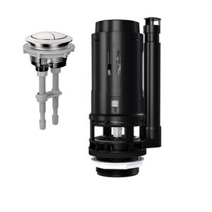 lot 1495 image: R&T 3-Inch Dual Flush Valve with Top Push Button Toilet Repair Kit Inside Tank dual flush valve replacement kit for 2-piece Toilet, Quick Fix Toilet Leaking, Running Water and Ghost Flush A2422M - Retail $33