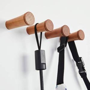 lot 1501 image: HomeDo Wood Wall Hooks Hat Rack, Wooden Coat Hooks Wall Mounted, Decorative Single Organizer Hat Hanger Towel Rack (Cherry-2inch,6Pack)&nbsp