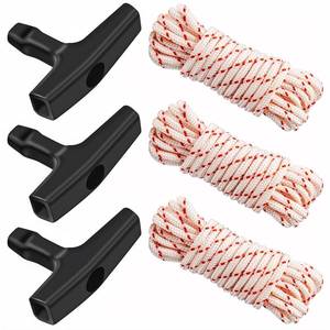lot 1511 image: 3 Pack, 10 ft x 964 (3.5mm) Pull Cord Rope with Handle, Premium Starter Rope with High Tensile Strength, Universal Pull Cord Replacement for Lawn Mower, Generator, Chainsaw, and Small Engine&nbsp