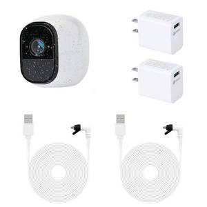 lot 1524 image: 2Pack Power Cable for Arlo Pro and Arlo Pro 2, 16.4Ft5m Weatherproof USB Cable, with Quick Charge 3.0 Power Adapter Continuously Charging Your Security Camera - by ALERTCAM - Retail $26