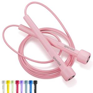 lot 1527 image: SPORTBIT Adjustable Jump Rope for Fitness and Exercise Skipping Rope for Cardio, Boxing, and Weight Loss Speed Rope perfect for Men &amp Women Pink&nbsp
