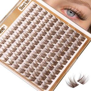 lot 1538 image: Brown Lash Clusters Short Eyelash Extensions 8-12MM Wispy Cluster Lashes Natural Individual Lashes Dark Brown Eyelash Clusters Clear Band Lash Extensions Everyday DIY Lash Pack by Mavphnee&nbsp&nbsp