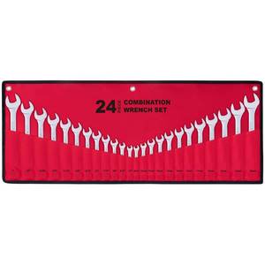 lot 1547 image: 24-Piece All-Purpose Master Combination Wrench Set with Roll-up Pouch  SAE 14 to 1, Metric 8mm to 24mm  Perfect for General Household, Garage, Auto Repairs, Car, Truck, Boat, and Travel Emergency - Retail $30