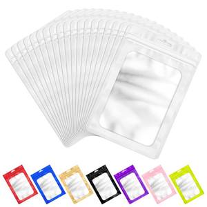 lot 1548 image: ANZNKU 100 PCS Resealable Mylar Bags with Frosted Clear Window Packaging Bags Foil Pouch Zipper Bag for Food Self Sealing Storage Supplies (3.54x6.29, White)&nbsp