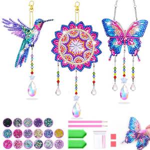 lot 1550 image: Crafts for Girls 8-12, Diamond Art Kits for Girls Ages 10-12, 3 PCS Diamond Art, DIY Suncatchers &amp Wind Chime Kits for Kids, Great Arts &amp Crafts Birthday Gift, Pretty HomeGardenBackpack&nbsp