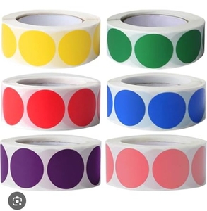 lot 1553 image: Colored Circle Dot Sticker Rolls 6-Pack Set&nbsp